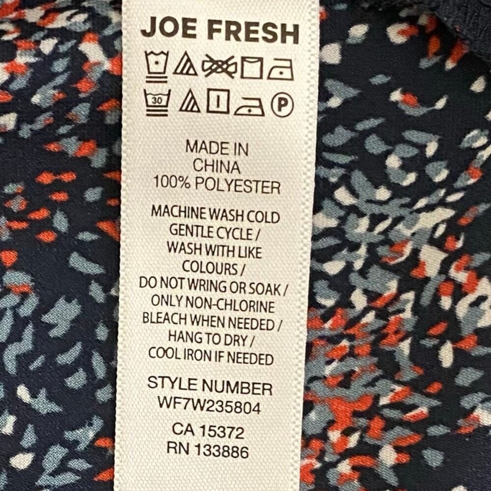 Joe Fresh Womens Blouse Confetti Print Medium Cap Sleeve Career Red White Blue - Picture 8 of 11